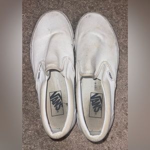 white slip on vans; size 8 women’s and 6.5 men’s;